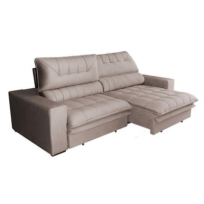 Sofá 3 Lugares Retrátil e Reclinável Mustang Veludo Castanho 230 cm