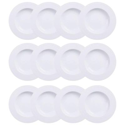 12 Pratos Fundos de Jantar Porcelana 23cm Branco Vibrare Aba Larga Tramontina