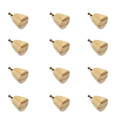 Kit 12 Puxadores de Madeira Redondos Para Móveis Gavetas Armários Modelo Cone