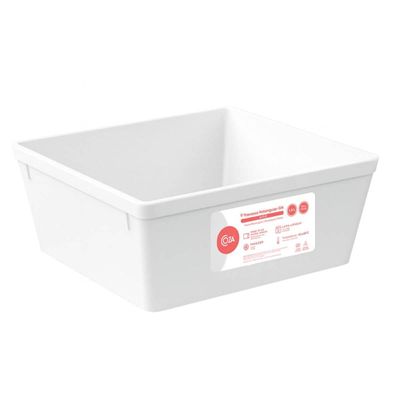 Travessa Retangular 1,4L Branca Coza Uno Plástico Saladeira 17x16cm Cozinha Buffet