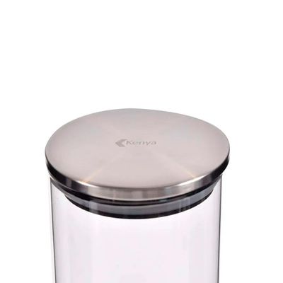Pote Redondo em Vidro com Tampa de Inox 1,5 Litros Kenya