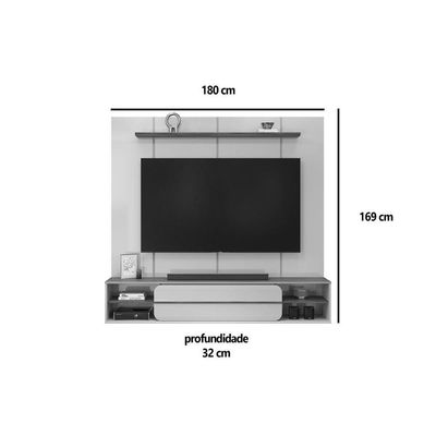 Painel Quarto P- Tv Até 70 Pol Alana 169x180cm Off White-freijó - Dj Móveis