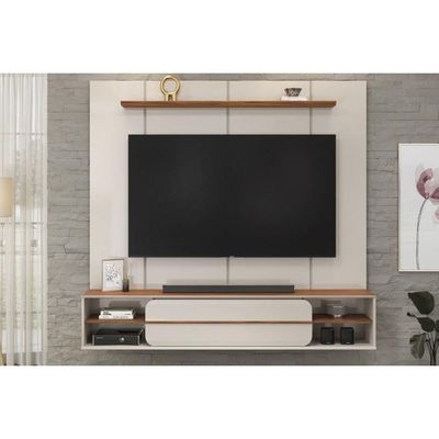 Painel Quarto P- Tv Até 70 Pol Alana 169x180cm Off White-freijó - Dj Móveis