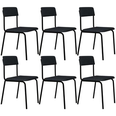 Kit 06 Cadeiras Estofada Para Sala De Jantar Sense Preto C01 Linho Cinza - Lyam Decor