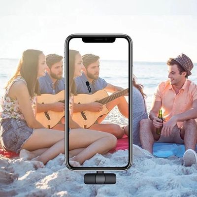 Microfone De Lapela Condensador Sem Fio Celular Ios Gravacao Live 20m Iphone Ipad Lightning Profissional