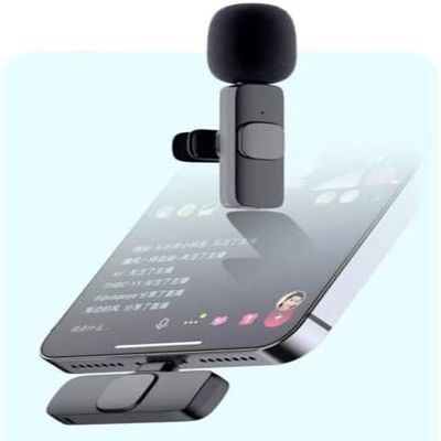 Microfone De Lapela Condensador Sem Fio Celular Ios Gravacao Live 20m Iphone Ipad Lightning Profissional