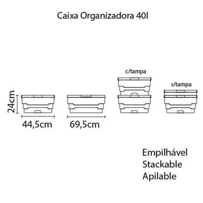 Caixa Organizadora Tramontina T-force Fumê 40 Litros