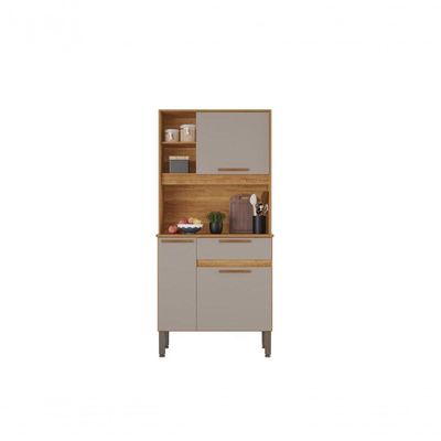 Cozinha Compacta Lia 3 Portas E 1 Gaveta Salleto Cinamomo/off White
