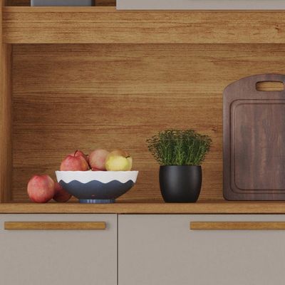 Cozinha Compacta Lia 3 Portas E 1 Gaveta Salleto Cinamomo/off White