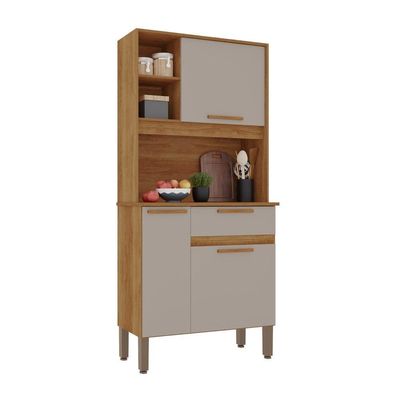 Cozinha Compacta Lia 3 Portas E 1 Gaveta Salleto Cinamomo/off White
