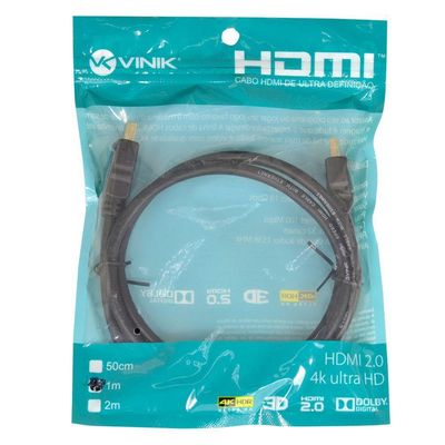 Cabo Hdmi 2.0 4k Ultra Hd 3d Conexao Ethernet 1 Metro - H20-1
