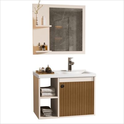 Conjunto Gabinete Com Espelheira E Cuba Para Banheiro Éden Perola Ripado