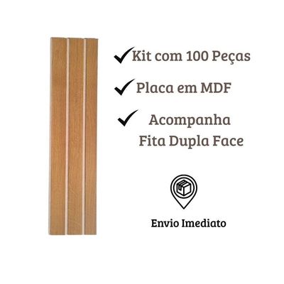 Painel Ripado Parede Versátil Kit 100 Placas Mdf 45 X 11 Cm Freijó