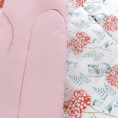 Edredom Cobertor Casa Scarpa Maris King Percalle 200 Fios Estampado Floral Hortênsia Salmão