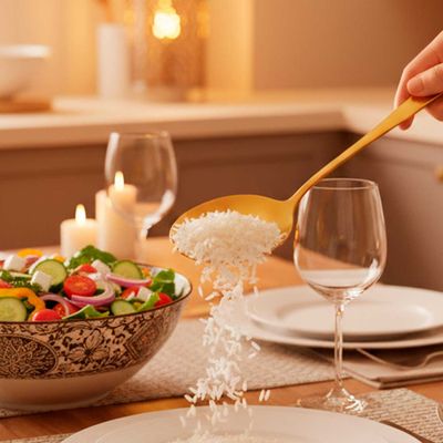 Colher para Servir Arroz e Salada Dourado Aço Inox Multiuso