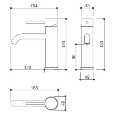 TORNEIRA DROP BICA BAIXA PARA LAVATORIO EM AÇO INOX BLACK MATTE DP9101