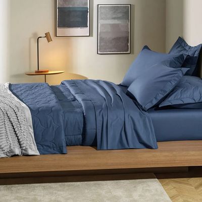 Jogo Cama King 4 Pcs Algodão 200 Fios Tom Marinho Karsten