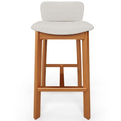 Banqueta Alta Para Cozinha Sala de Jantar Bar Dara L02 Bouclê Cru - Lyam Decor