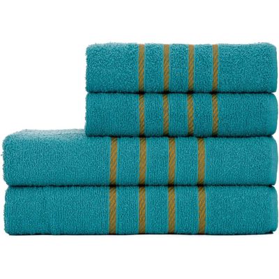 Jogo de Toalha Montreal 2 Banho + 2 Rosto Dourado 100% Algodão Alta Absorção Verde Jade
