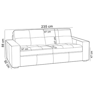 Sofá 3 Lugares Para Sala de Estar Living 235cm Vienne L06 Couro Marrom Café - Lyam Decor