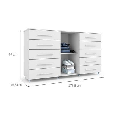 Cômoda Imperial 1 Porta 10 Gavetas Branca