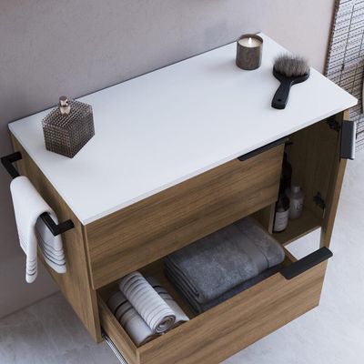 Gabinete Para Banheiro 02 Portas 01 Gaveta 80cm Mel Branco Proddy Mel