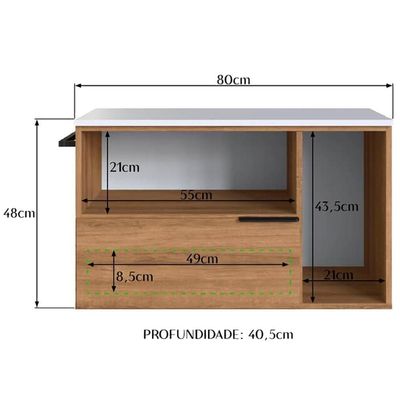Gabinete Para Banheiro 02 Portas 01 Gaveta 80cm Mel Branco Proddy Mel