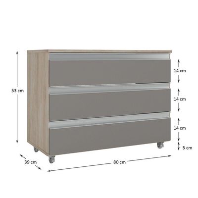 Gabinete Banheiro Rodinhas Joia 80cm 03 Gavetas Madeirado Cinza