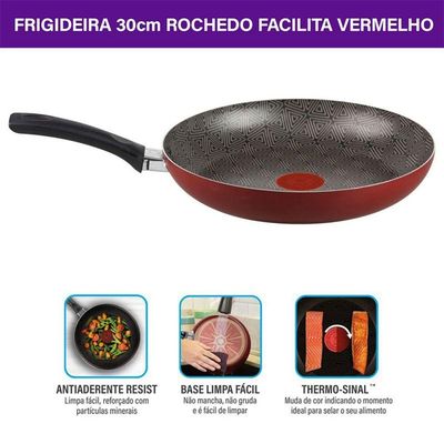 Frigideira Rochedo Facilita 30cm Vermelho
