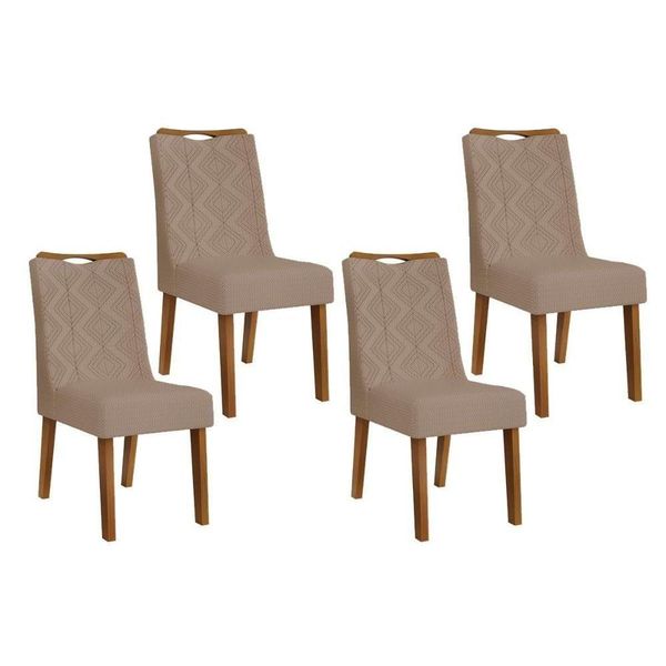 Cadeira Sala De Jantar Stela Kit 4 Un Ipe-suede Kraft - Dj Móveis