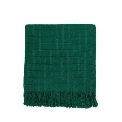 Manta Xale Rubi 1,70m X 1,40m Com Franja Para Sofá Cama 100% Algodão 01 Peça - Verde
