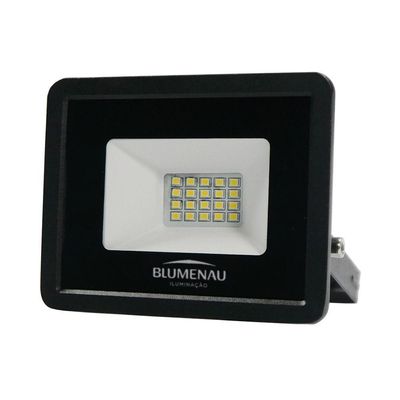Kit 5 Refletor De Led Slim 20w Prova Dágua Preto Bivolt 6500k Frio