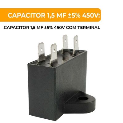 Capacitor Caixa Preto 1.5 Uf 450v Quadrado