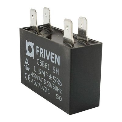 Capacitor Caixa Preto 1.5 Uf 450v Quadrado