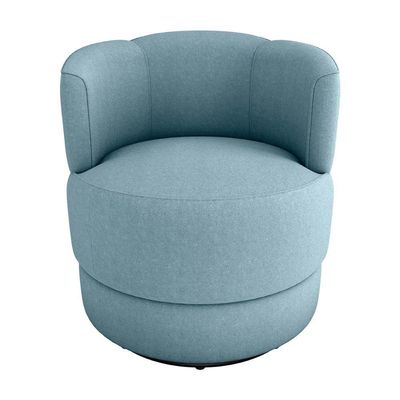 Poltrona Giratória Para Descanço Com Base De Metal Marselha Matrix Boucle Azul