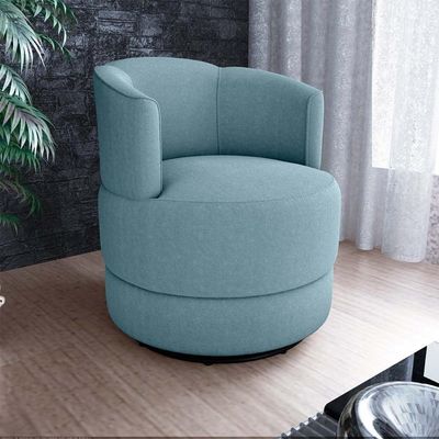 Poltrona Giratória Para Descanço Com Base De Metal Marselha Matrix Boucle Azul