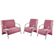 Kit 3 Peças Poltrona Braço Alumínio Suede Tecido Rosa
