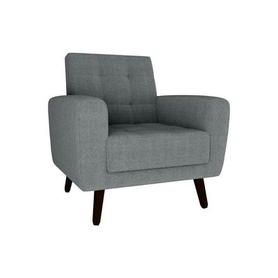 Poltrona Para Descanço Com Pés De Madeira Livia Matrix Boucle Cinza