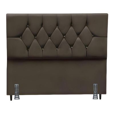 Cabeceira Estofada Solteiro 90 Cm Laís Com Frame Suede Marrom