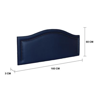Cabeceira Queen Curva Luxo 160x60 Courino Azul - Tachas Fumê