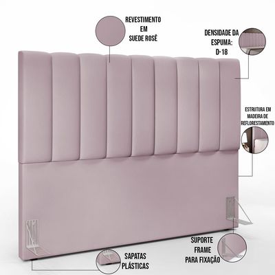 Cabeceira Cama Box Casal King 195 cm Dália W01 Suede Rosê - Lyam Decor