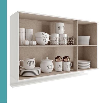Armário Aéreo De Cozinha Miami 1200mm 3 Portas C Porta Temperos Carraro Branco