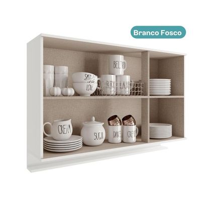 Armário Aéreo De Cozinha Miami 1200mm 3 Portas C Porta Temperos Carraro Branco