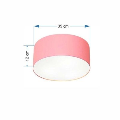 Plafon Cilíndrico Md-3046 Cúpula Em Tecido 35x12cm Rosa Bebê - Bivolt