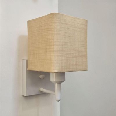 Arandela Quadrada Vivare Md-2006 Base Branco Cúpula Em Tecido - Bivolt Branco-palha 127-220v