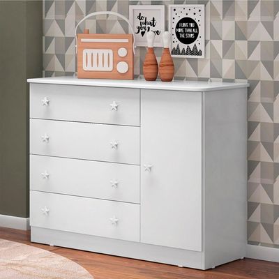 Cômoda Sapateira Camila Porta E 4 Gaveteiro Branco