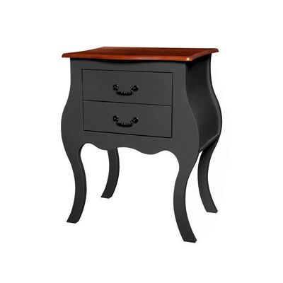 Cômoda Bombê Antique Estreita 2 Gavetas Laca Preta