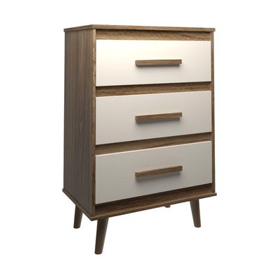 Cômoda Maya 3 Gavetas Com Puxadores E Pés Retro Design Moderno Quarto Savana Mobília Decor