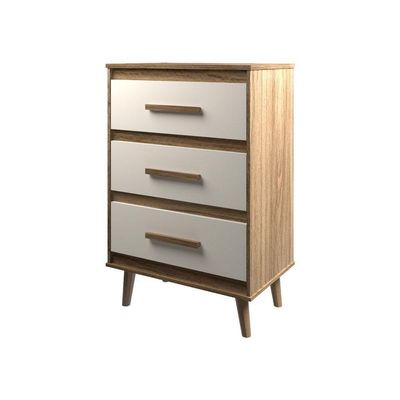Cômoda Maya 3 Gavetas Com Puxadores E Pés Retro Design Moderno Quarto Savana Mobília Decor