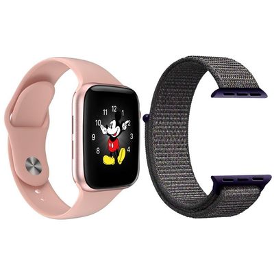 Kit 1 Smartwatch Ld5 Rosa + 1 Pulseira Extra Azul Marinho